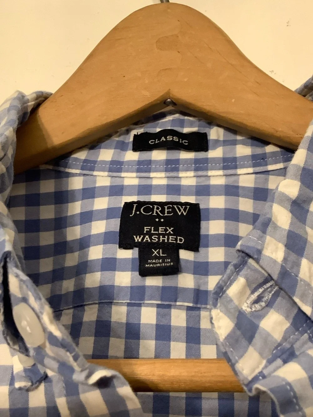 J. Crew Blue and White Gingham Button-Down Shirt